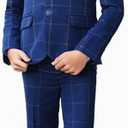 Boys Suit Set Formal Dress Shirt with Bowtie Vest Pants Toddler Boy Tuxedo Suits (14 Years, Navy Blue Plaid)