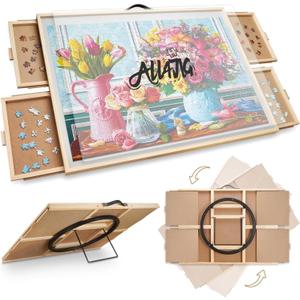 ALL4JIG 1000 Pieces 2-in-1 Tilting & Rotating Puzzle Board, 30.16" x 22.44"Adjustable Angle Puzzle Board with 4 Drawers & Clear Protective Cover, Birthday Gift for mom