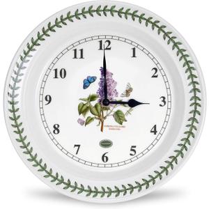 Portmeirion Botanic Garden 10.5-inch Wall Clock, Garden Lilac Motif - Fine Earthenware Silent Wall Clock, Chip-Resistant Glaze, Sophisticated Room & Farmhouse Kitchen Dcor Accent
