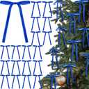 24 Pcs Velvet Bows Christmas Tree Ornaments Vintage Velvet Ribbon Bows for Tree Garland Wreath Indoor Xmas Decorations(5 x 7 Inch, Width of 3/8",Royal Blue)