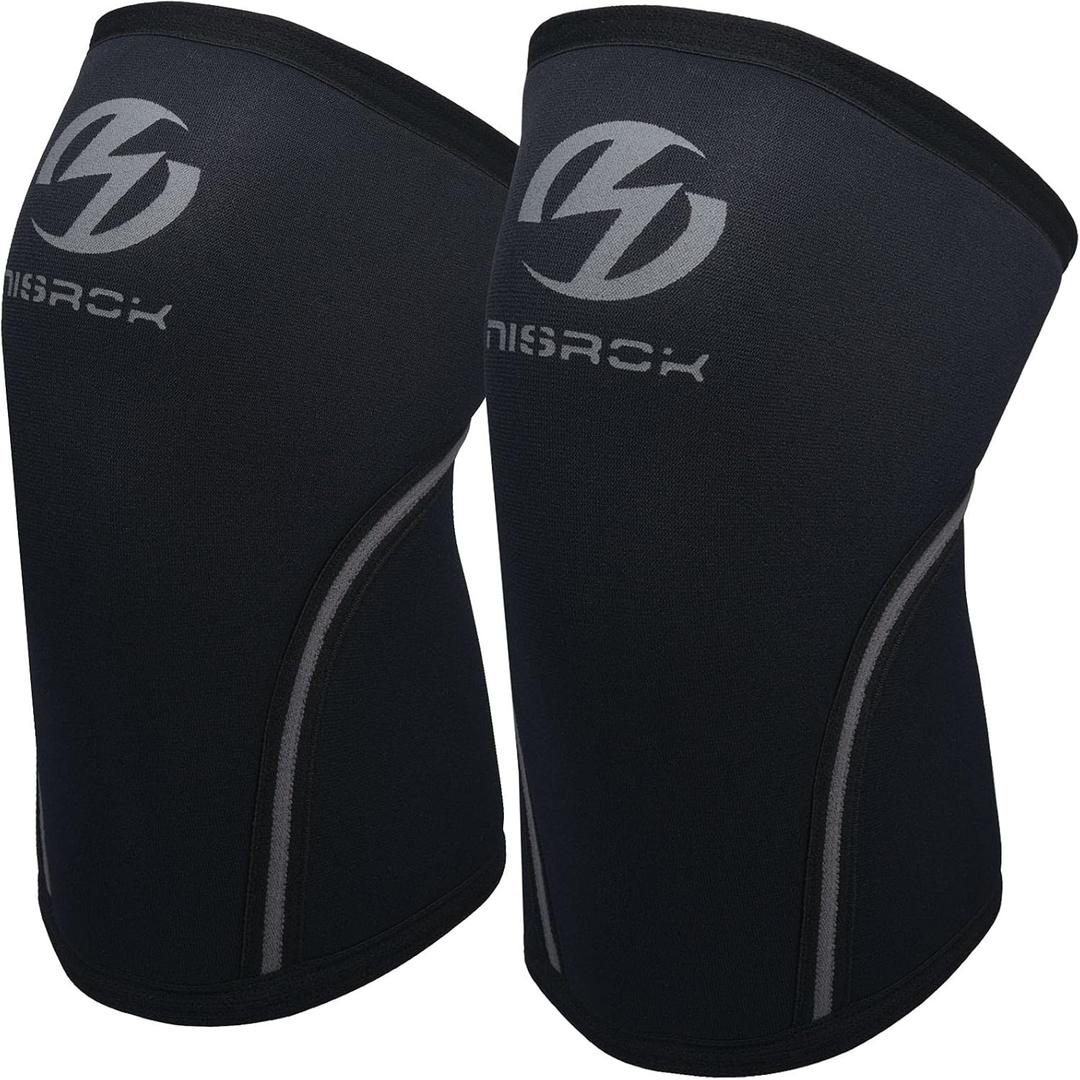 Knee Sleeves (1 Pair), 7mm Neoprene Compression Knee Braces, Great Support for Cross Training, Weightlifting, Powerlifting, Squats, Basketball and More (Large, Black)