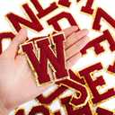 Waydress 26 Pcs Preppy Chenille Letter Iron on Letters Patches 2.8 Inch Self Adhesive, Sew on Chenille A-Z Alphabet Letter Patches for Clothing DIY Supplies (Retro Red Style)