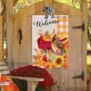 Welcome Fall Cardinal Birds House Flag 28x40 Double Sided Autumn Leaves Burlap Yard Flag for Thanksgiving Holiday Outside Decorations