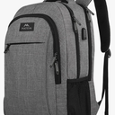 MATEIN Travel Laptop Backpack, Business Anti Theft Slim Sturdy Laptops Backpack with USB Charging Port, Water Resistant College School Computer Bag Gift for Men & Women Fits 18 Inch Notebook, Grey