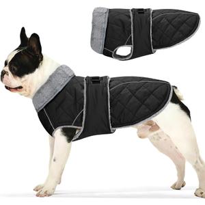 Dog Coat, Warm Dog Winter Coat for Medium Dogs, Waterproof Jacket with Adjustable Buckle & Velcro, Reflective Turtleneck Cold Weather Coats, Pet Fleece Vest Snow Jacket (Black, S)
