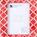 Picture Photo Frame Moorish Damask Moroccan Arts Inspired Handmade Naturals Bone Frames Photo Size 5"x7", Red White