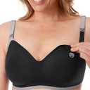 Momcozy Nursing Bras for Breastfeeding, Comfort V Neck Maternity Bra Color Party Seamless Maternity Bras for Pregnancy 2Pcs Large