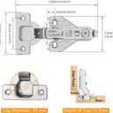 Chibery 10 Pack Half Overlay 3D Soft Close Concealed Hinge for Face Frame Door Frameless Door, Clip-on Plate, Self Closing Hidden Satin Nickel, 105 Open Angle Concealed Stainless Steel Hinges
