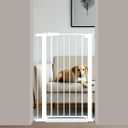 Fairy Baby 24.5"-29.5" Inch Narrow Baby Gate, 38" Extra Tall Small Pet Gate for Doorways, Metal Safety Child Gate Auto Close, Walk Through Dog Gates Pressure Mounted Indoor No Drill, White