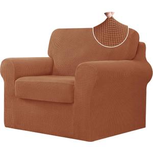 CHUN YI 3 Piece Chair Covers Armchair, Stretch Couch Cover with Separate Backrest and Cushion Covers, Anti-Slip Washable Living Room Furniture Protector for Dogs Pets (Small, Brick)