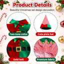 Christmas Elf Porch Goose Outfits Red Green Costume for 23" Cement Statue Winter Clothes outdoor Lawn Garden Decoration