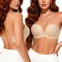 YANDW Strapless Lightly Padded Full Figured Coverage Bra Clear Back Multiway Invisible Straps Backless Brassiere for Women