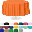Mulbozy 2 Pcs Orange Round Tablecloth, 84 inches Disposable Plastic Orange Circle Table Covers for Baby Shower Wedding Bridal Shower Fall Birthday Party Decorations