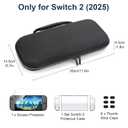 EEEKit Carrying Case Accessories Compatible with Nintendo Switch 2, Portable Travel Game Bag with Clear Protective Cover, HD Screen Protector, 6 Thumb Stick Caps