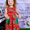 Little Girls Summer Sleeveless Dress Toddler Print Casual Sundress 2-7 Years (Watermelon)