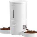 Automatic Cat Feeder for 2 Cats,6 Meals/Day,12 Portions/Meal,Dual Power Double Bowls,Dry Pet Food Autofeeder,10S Voice Record,Flexible Programmable Schedule Timer(White,Stainless Dual Bowls)