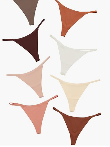 Seamless G-string Thongs for Women - No Show Thong Underwear Low Rise Stretch Panties Workout Pack Medium