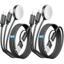 Temdan 2Pack for Apple Watch Charger, 3 in 2 Multi Charging Cable, iPhone Charger, USB A/Type C/Lightning Cable, Portable Travel Essentials Designed for iWatch Ultra/SE/111 & iPhone 1712/ iPad5Ft