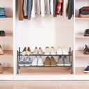 STORAGE MANIAC Expandable Shoe Rack, 8 Pairs Stackable Small Shoe Rack, Metal Adjustable Shoes Organizer for Closet, Entryway, Hallway, Garage, Front Door, Shoes Shelves, Black 2 Tier