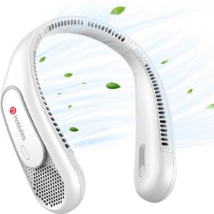 Hotsales Neck Fan, Hands Free Bladeless Neck Fans Portable Rechargeable, 6000 mAh Battery Operated Wearable Personal Fan, Cooling Neck Fan, 3 Speeds, USB Fan Gifts for Men, Women, Travel, Outdoor (White)
