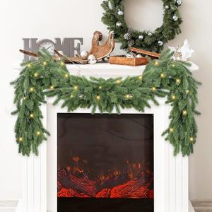 Sggvecsy 6.2Ft Christmas Norfolk Pine Garland Realistic Touch Artificial Pine Greenery Garland for Table Wall Mantle Indoor Fireplace Home Holiday Winter Xmas Decoration (2 Pack)