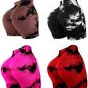 Mumucove 4 Piece Women Workout Shorts Tie Dye High Waist Butt Lift Shorts Tight Women Workout Gym Yoga Sports Shorts, Size: S