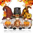 Huwena Thanksgiving Welcome Door Sign Harvest Turkey Gnome Wreaths Fall Hanging Sign Wood Vintage Autumn Decorations Rustic Pumpkin Wall Plaque with Rope for Farmhouse Porch Door(Pumpkin Gnome Style)