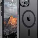 SUPFINE Magnetic for iPhone 14 Case & iPhone 13 Case (Compatible with MagSafe)(Military Grade Drop Protection) Translucent Matte Shockproof Phone Cover,Black