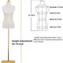 EaseHome Dress Form Mannequin, Height Adjustable 54-76 Leather Female Manikin Torso,Model Display Body Stand with Detachable Bracket and Rectangular Base Beige