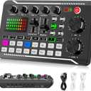 Facmogu F998 Live Sound Card Audio Mixer, Podcast Audio Interface with DJ Mixer Effects, Voice Changer with Sound Effects for PS4 PS5 Karaoke Tiktok YouTube Live Streaming Record Gaming