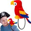 Funtery Halloween Stuffed Pirate Parrot on Shoulder Halloween Pirate Party Costume Plush Parrot Toys Accessory(Red)