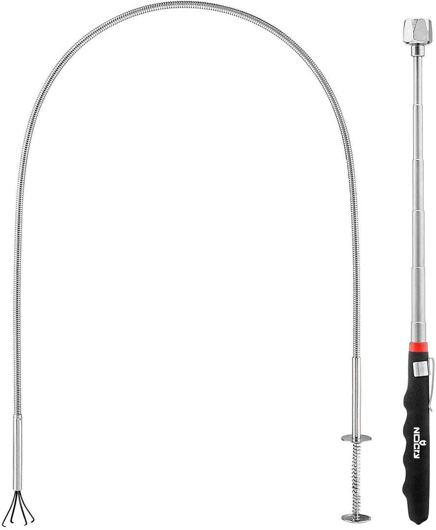 NoCry Premium Pick Up Tool Set  Includes a 36in Flexible Claw Grabber and a Telescoping Magnetic Pickup Stick with a 16lb Pull Force Magnet  Anti-Rust Zinc Coating