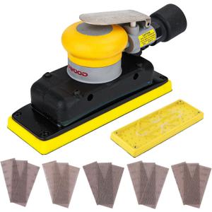 2-3/4" x 8" Dust-free Air Orbital Sander, 70 mm x 198 mm 1/8 in Orbit, 10,000 Max OPM Dust Bag Style Central Vacuum with Extra Hook-Loop Pad and 15pcs (80/120/180/320/400) mesh sandpapers