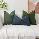 Kevin Textile Spring Waterproof Decorative Pillow Covers Moss Green 18x18 Inch Pack of 2 Soft Boucle Textured Throw Pillowcases Elegant Accent Pillows for Couch Sofa Chair Bed Indoor Outdoor