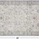 Washable 2x3 Throw Rugs for Entryway, Front Door Mat, Low Pile Non-Slip Small Area Rugs for Kitchen, Bathroom, Powder Room, Mudroom, Neutral Light Grey with Floral Accent