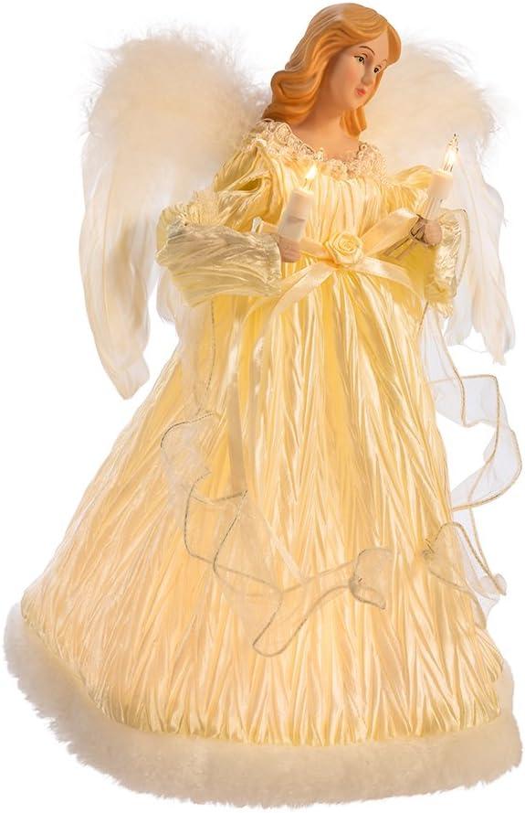 Kurt Adler 10-Light Ivory Angel Treetop, 12-Inch
