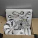 Chandelier Ceiling Fan, 20" Farmhouse Fandelier Ceiling Fans with Lights, Rustic Hanging Geometric Pendant Light Fixture for Bedroom, Dining Room, Kitchen Island, Foyer, Hallway-Rustic White