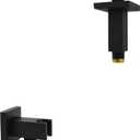 Aquaiaw Shower Arm and Wall Supply Elbow Bundle, 3 inch Solid Brass Ceiling Mount Shower Arm, Solid Brass Wall Union with Handheld Shower Head Holder, Both Square, Both Matte Black