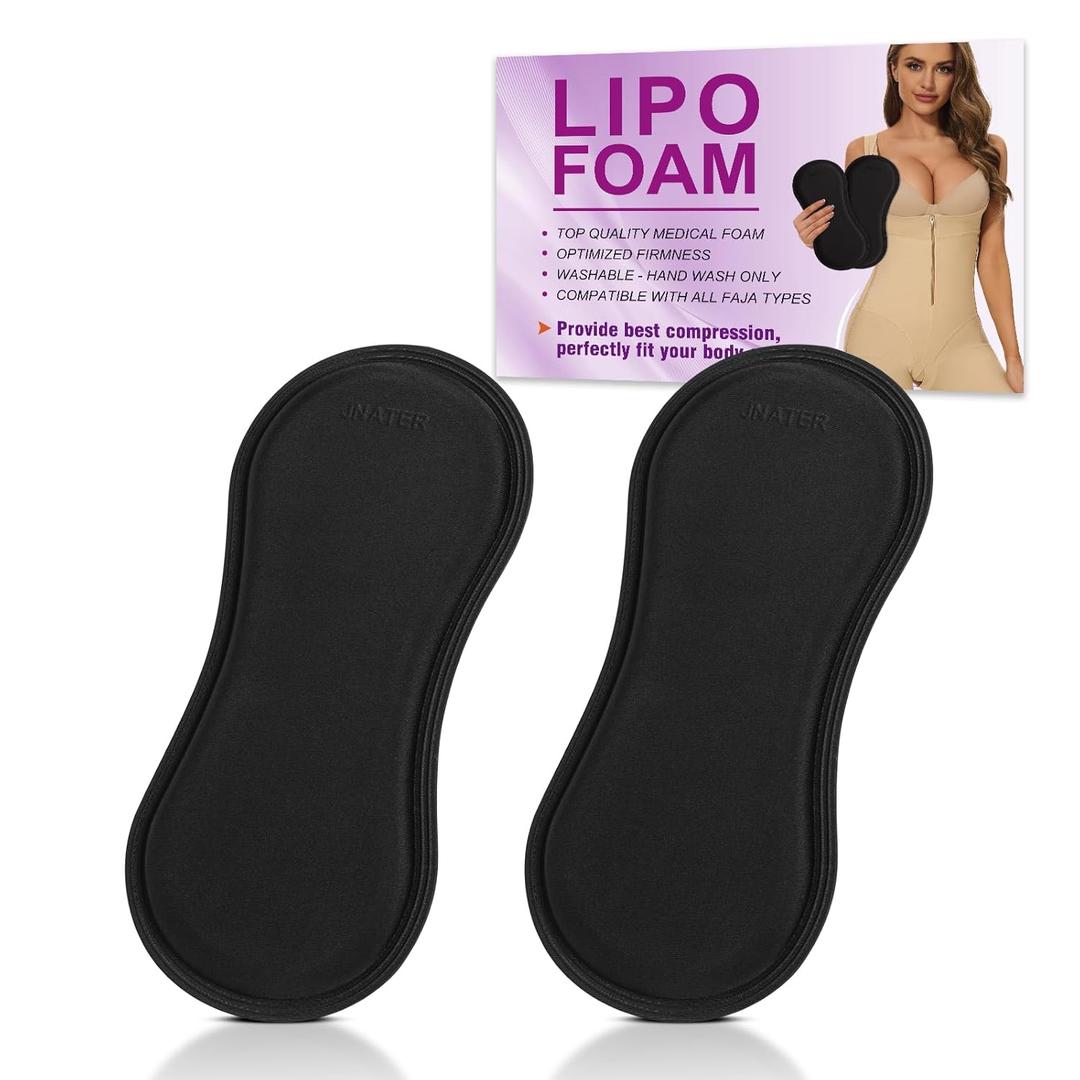 JNATER Lipo Foam Lateral Protectors - Women Lipo Side Foam Pads, Lipo Foams Post Surgery, Abdominal Compression Lipo Board For Tummy Tuck & Liposuction Post Surgery Recovery (2Pcs, Black)