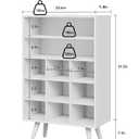 5 Tiers Shoe Cubby with Legs, Stackable Wood Shoe Rack Organizer with 9-Cube and 2 Storage Shelves, Holds 10-15 Pairs, Freestanding Shoe Rack for Closet, Entryway, Apartment, White