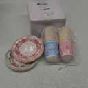 Domensi 60 Pieces Tea Party Decorations Include 30 Pcs 9 oz Paper Cups with Handle and 30 Pcs Tea Party Paper Plates Disposable Blossom Teacups and Saucers for wedding Favors(Assorted Style)