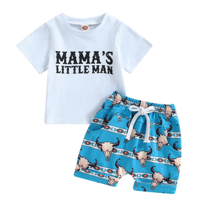 Yiiciovy Toddler Baby Boy Summer Clothes Outfits Western Animals Farm Themed Short Sleeve Top and Short 2Pcs Country Outfits 110