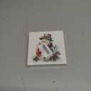 Vintage Christmas Holly Berry Snowman Wooden Box Sign Desk Decor, Rustic Winter Snowman Christmas Wood Block Sign for Home Office Desk Table Shelf Wall Decorations, 5x5 Inch