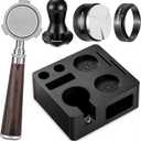 ShanSon Espresso Accessories Kit with Station,51mm Compact Espresso Tamper Set,Espresso Tamper, Distributor, Bottomless Portafilter, Dosing Funnel,Station
