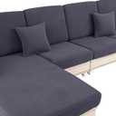LA MEACK Couch Cushion Covers Seat Cushion Cover Stretch Couch Cover Separate Sectional Sofa Slipcovers Furniture Protector(3 Pieces for Seat or Sofa Backrest, Dark Grey)
