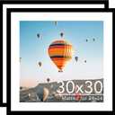 JCJMY 30x30 Picture Frame Set of 2 with 24x24 Mat, Display Photo 24x24 with Mat or 30 x 30 Without Mat, Wall Hanging Large 30x30 Poster Frame with Shatter Resistant Plexiglass, 2 Pack, Black