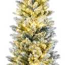 HOMCOM 5' Tall Pre-Lit Slim Noble Fir Artificial Christmas Tree with 110 Warm White LED Lights and 294 Tips, for Christmas Decoration, Green
