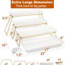 KAQAHIDO Extra Large 4 Tier Serving Tray Set, 34x22x10 inch Wave Edge Melamine Dessert Table Display Set, Tiered Trays Stand for Party Buffet Entertaining, Gold and White