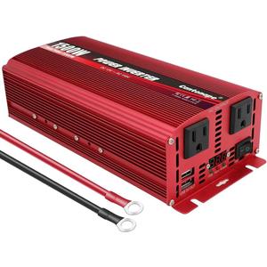 Cantonape 1500W DC 12V to 110V/120V AC Power Inverter with Dual AC Outlets Dual 3.1A USB Car Adapter for Car Home Truck Outdoor Red