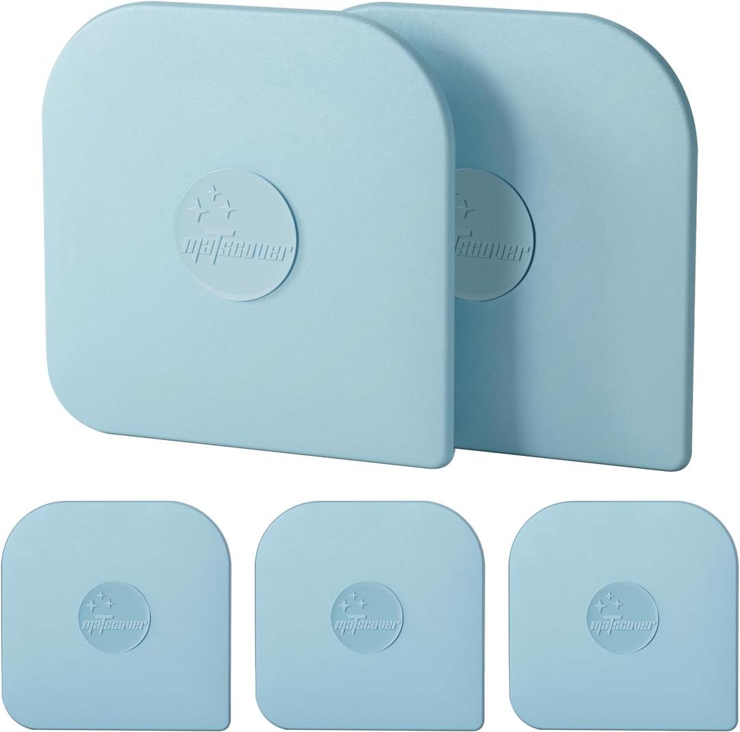 Pan Scraper, 5 Pcs Pot Scraper Plastic, Pot Scraper Non Scratch for Cast Iron, Pot and Pan Cleaning, Sturdy Scraper Kitchen Tool-Aqua